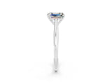Silver Emerald Cut Moissanite Solitaire Engagement Ring with Cathedral Setting and Four-Prong Mount_14