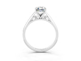 Silver Emerald Cut Moissanite Solitaire Engagement Ring with Cathedral Setting and Four-Prong Mount_15