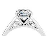 Silver Emerald Cut Moissanite Solitaire Engagement Ring with Cathedral Setting and Four-Prong Mount_16
