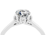 Silver Emerald Cut Moissanite Solitaire Ring with Flower Prong Setting and Classic Band_4
