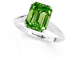 Silver Emerald Cut Peridot Solitaire Engagement Ring with Cathedral Setting and Four-Prong Mount_1
