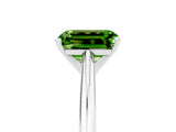 Silver Emerald Cut Peridot Solitaire Engagement Ring with Cathedral Setting and Four-Prong Mount_5