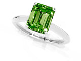Silver Emerald Cut Peridot Solitaire Engagement Ring with Classic Band and Four-Prong Setting_13