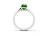 Silver Emerald Cut Peridot Solitaire Engagement Ring with Classic Band and Four-Prong Setting_15
