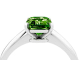 Silver Emerald Cut Peridot Solitaire Engagement Ring with Classic Band and Four-Prong Setting_16