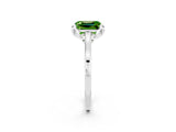Silver Emerald Cut Peridot Solitaire Ring with Flower Prong Setting and Classic Band_14