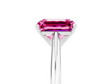 Silver Emerald Cut Pink Sapphire Solitaire Engagement Ring with Cathedral Setting and Four-Prong Mount_17