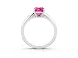 Silver Emerald Cut Pink Sapphire Solitaire Engagement Ring with Classic Band and Four-Prong Setting_15