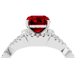 Silver Emerald Cut Ruby  Halo Twist Band Solitaire Prong Setting Ring_16