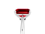Silver Emerald Cut Ruby Solitaire Engagement Ring with Classic Band and Four-Prong Setting_17