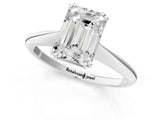 Silver Emerald Cut Solitaire Diamond Ring with Six-Prong Setting and Classic Band_7