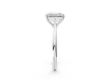 Silver Emerald Cut Solitaire Diamond Ring with Six-Prong Setting and Classic Band_8