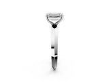 Silver Emerald Cut Solitaire Engagement Ring with Flat Band and Four-Prong Setting 2