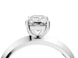 Silver Emerald Cut Solitaire Engagement Ring with Flat Band and Four-Prong Setting 4