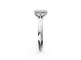 Silver Emerald Cut Solitaire Engagement Ring with Tapered Band and Four-Prong Setting 2