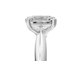 Silver Emerald Cut Solitaire Engagement Ring with Tapered Band and Four-Prong Setting 5