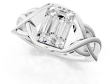 Silver Emerald Cut Solitaire Intertwined Band Prong Setting Ring_15