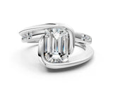 Silver Emerald Cut Solitaire Tension-Set Diamond Split Shank Ring_25