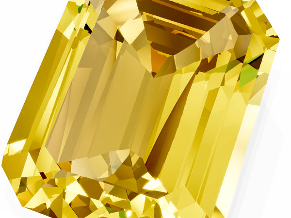 Silver Emerald Cut Yellow Sapphire Solitaire Twisted Band with Round  Accents and Prong Setting