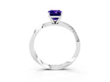 Silver Emerald Cut Tanzanite Engagement Ring with Side Stone Accents and Four-Prong Setting_27