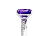 Silver Emerald Cut Tanzanite Engagement Ring with Side Stone Accents and Four-Prong Setting_29