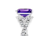 Silver Emerald Cut Tanzanite  Halo Twist Band Solitaire Prong Setting Ring_29