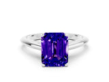 Silver Emerald Cut Tanzanite Solitaire Engagement Ring with Cathedral Setting and Four-Prong Mount_12