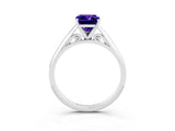 Silver Emerald Cut Tanzanite Solitaire Engagement Ring with Cathedral Setting and Four-Prong Mount_15
