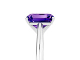 Silver Emerald Cut Tanzanite Solitaire Engagement Ring with Cathedral Setting and Four-Prong Mount_17