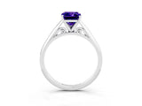 Silver Emerald Cut Tanzanite Solitaire Engagement Ring with Cathedral Setting and Four-Prong Mount_3