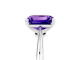 Silver Emerald Cut Tanzanite Solitaire Engagement Ring with Classic Band and Four-Prong Setting_17