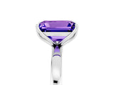 Silver Emerald Cut Tanzanite Solitaire Ring with Thin Band and Prong Setting_71