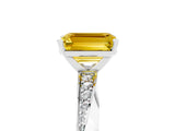 Silver Emerald Cut Yellow Sapphire Engagement Ring with Side Stone Accents and Four-Prong Setting_17