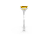 Silver Emerald Cut Yellow Sapphire Solitaire Engagement Ring with Classic Band and Four-Prong Setting_14
