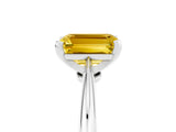 Silver Emerald Cut Yellow Sapphire Solitaire Engagement Ring with Classic Band and Four-Prong Setting_17