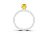 Silver Emerald Cut Yellow Sapphire Solitaire Ring with Thin Band and Prong Setting_45