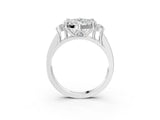 Silver Emerald Halo Diamond Engagement Ring with Split Shank and Four-Prong Setting 3