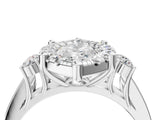 Silver Emerald Halo Diamond Engagement Ring with Split Shank and Four-Prong Setting 4