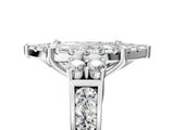 Silver Emerald Halo Diamond Engagement Ring with Split Shank and Four-Prong Setting 5