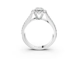 Silver Emerald Halo Round Diamond Pave Band with Prong Setting 3