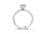 Silver Emerald Solitaire Diamond Engagement Ring with XO Engraved Band and Four-Prong Setting 3