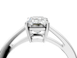 Silver Emerald Solitaire Diamond Ring with Split Shank and Four-Prong Setting_16