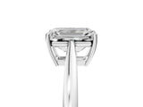 Silver Emerald Solitaire Diamond Ring with Split Shank and Four-Prong Setting_17