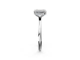 Silver Emerald Solitaire Diamond Ring with a Classic Band and Four-Prong Setting 2