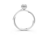 Silver Emerald Solitaire Diamond Ring with a Classic Band and Four-Prong Setting 3