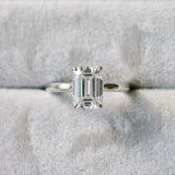 Silver Emerald Solitaire Engagement Ring with Cathedral Band and Four-Prong Setting_81