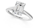 Silver Emerald Solitaire Engagement Ring with Four-Prong Setting and Classic Band 1