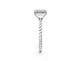 Silver Emerald Solitaire Twist Band Ring with Four-Prong Setting_14