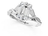 Silver Emerald Solitaire Twist Band Six-Prong Setting 1