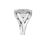 Silver Emerald Solitaire Twist Band Six-Prong Setting 5